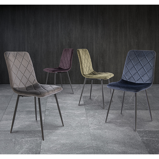 Basia Velvet Fabric Dining Chair In Grey_4