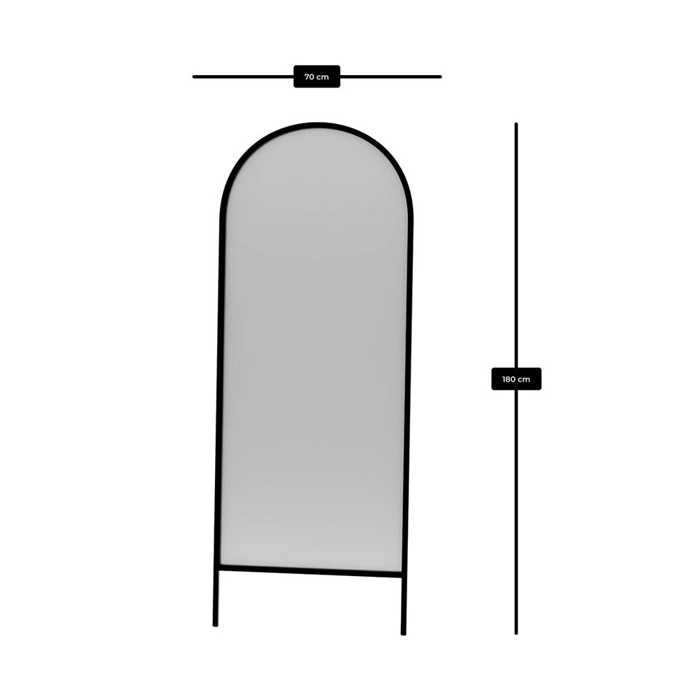 Basiko Arched Floor Full Length Mirror with Black Metal Frame