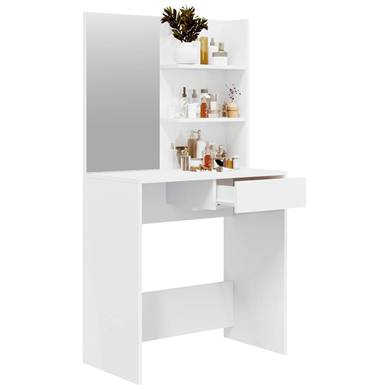 Basile High Gloss Dressing Table With Mirror In White