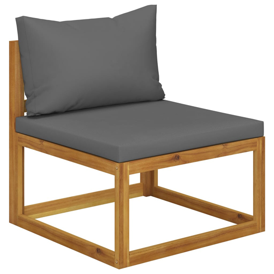 Basile Solid Wood 5 Piece Garden Lounge Set With Grey Cushions