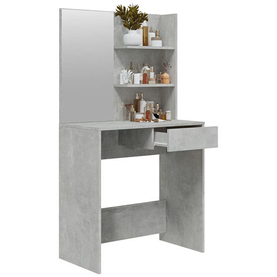 Basile Wooden Dressing Table With Mirror In Concrete Effect_2
