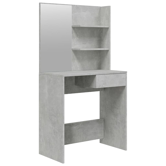 Basile Wooden Dressing Table With Mirror In Concrete Effect