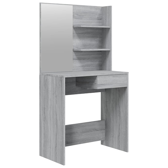 Basile Wooden Dressing Table With Mirror In Grey Sonoma Oak