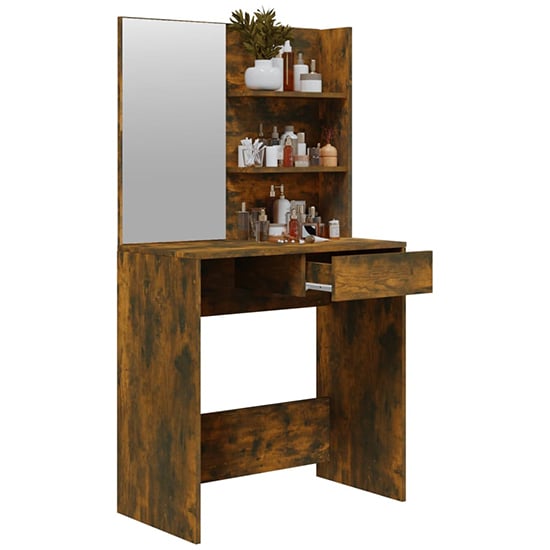 Basile Wooden Dressing Table With Mirror In Smoked Oak_2