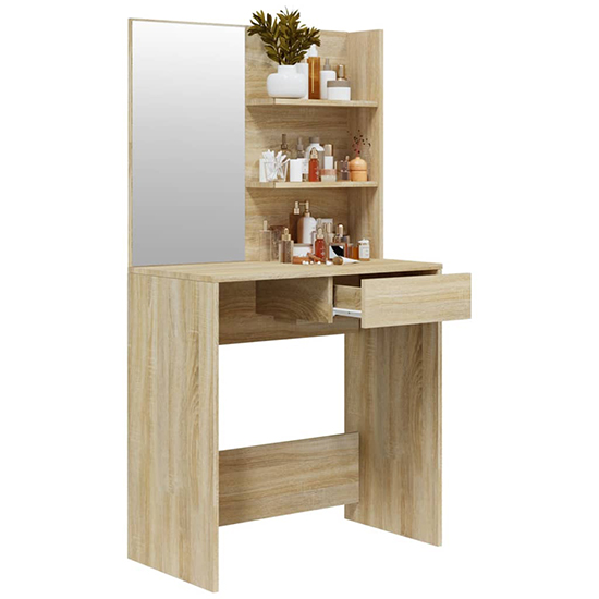 Basile Wooden Dressing Table With Mirror In Sonoma Oak