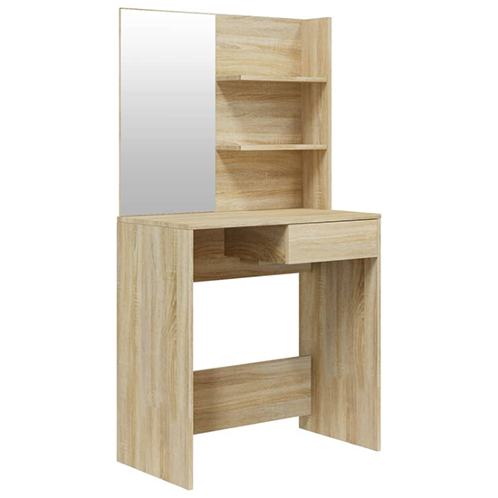 Basile Wooden Dressing Table With Mirror In Sonoma Oak
