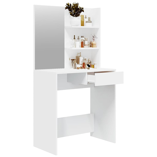 Basile Wooden Dressing Table With Mirror In White