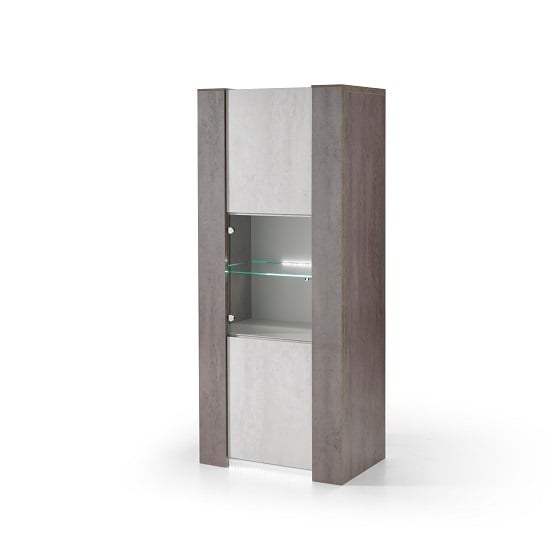 Basix Display Cabinet In Dark And White Marble Effect Gloss LED_2