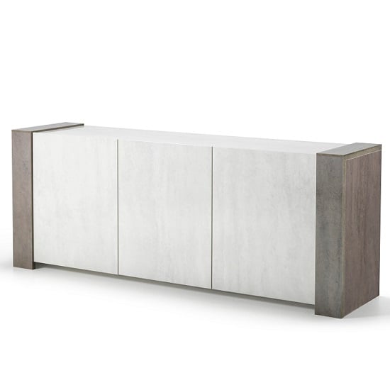 Basix Sideboard In Dark And White Marble Effect Gloss And LED_2