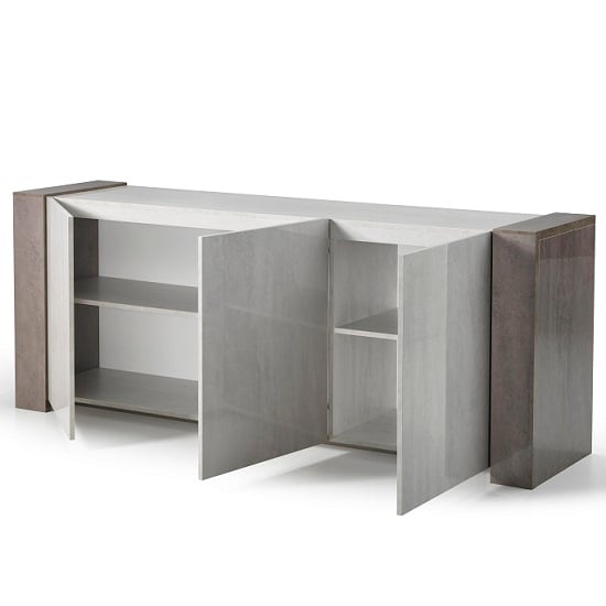Basix Sideboard In Dark And White Marble Effect Gloss And LED_3