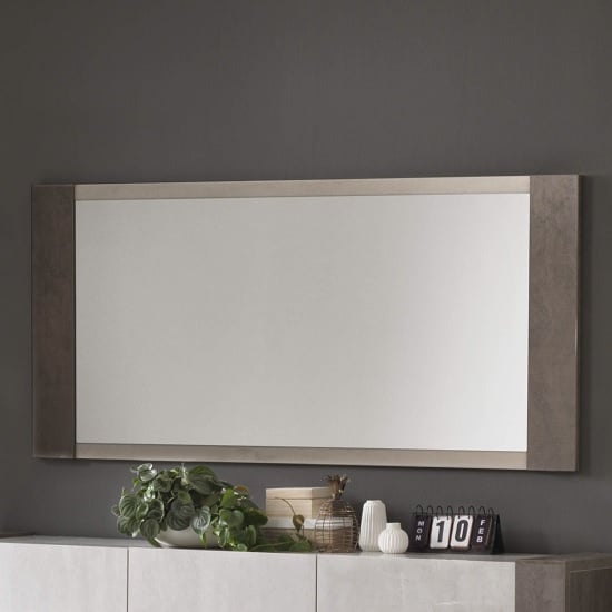 Read more about Basix wall mirror in dark and white marble effect gloss