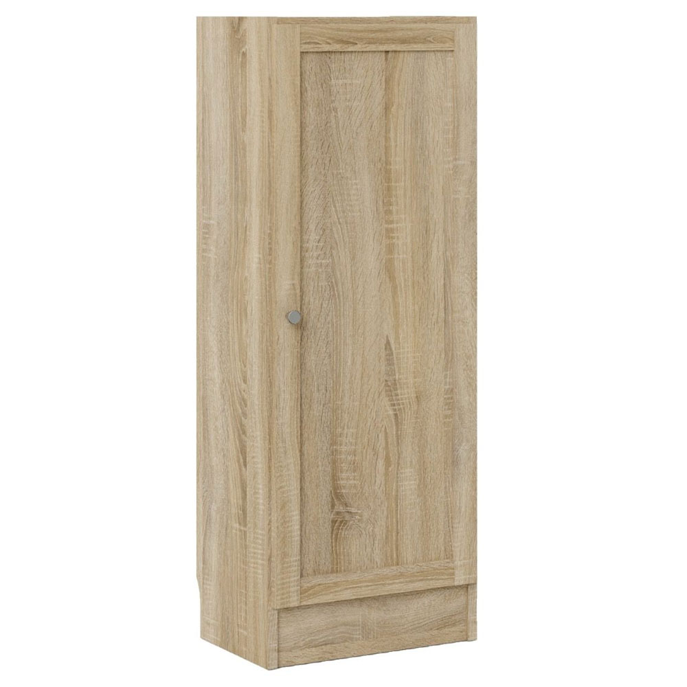 Baskon Low Narrow Wooden Storage Cabinet with 1 Door in Oak