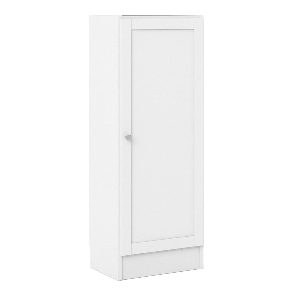 Baskon Low Narrow Wooden Storage Cabinet with 1 Door in White