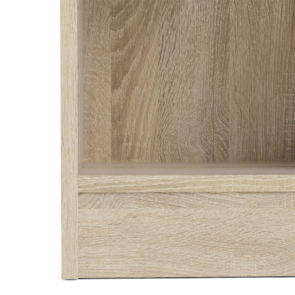 Baskon Low Narrow Wooden Storage Cabinet with 1 White Glass Door in Oak