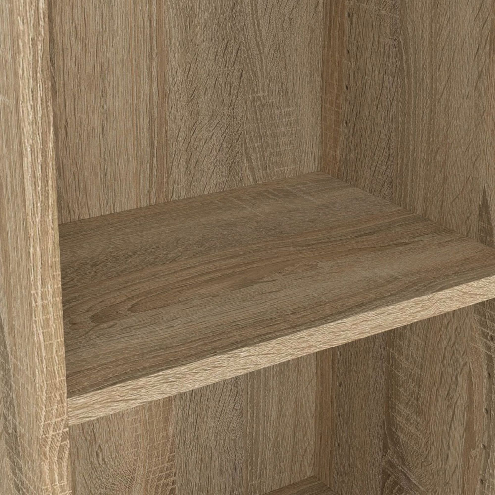 Baskon Low Wide Wooden Display Cabinet with 2 White Glass Doors in Oak