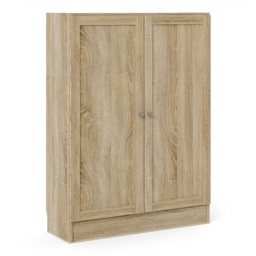 Baskon Low Wide Wooden Storage Cabinet with 2 Doors in Oak