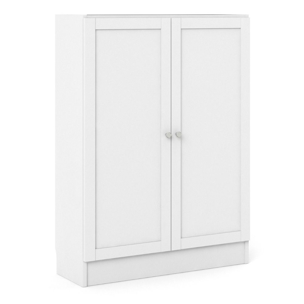 Baskon Low Wide Wooden Storage Cabinet with 2 Doors in White