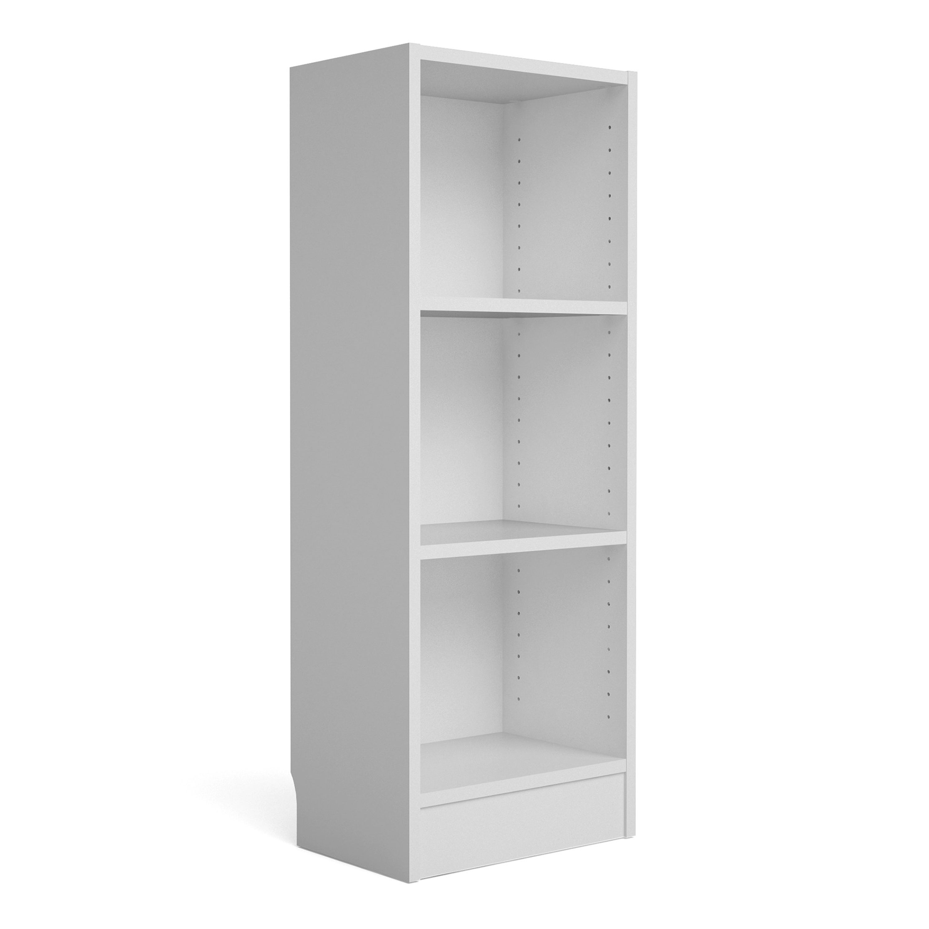 Baskon Narrow Wooden Bookcase With 3 Shelves In White