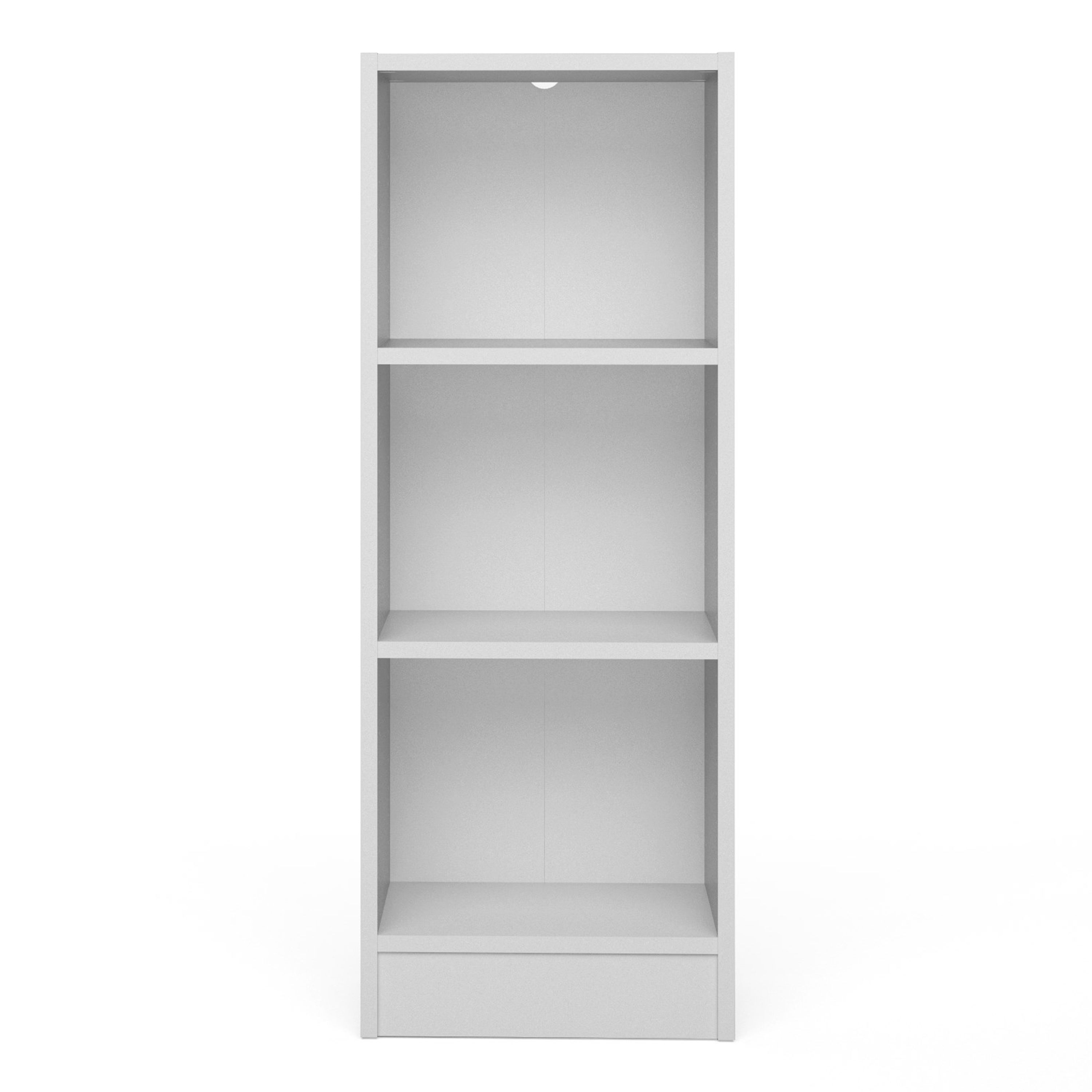 Baskon Narrow Wooden Bookcase With 3 Shelves In White