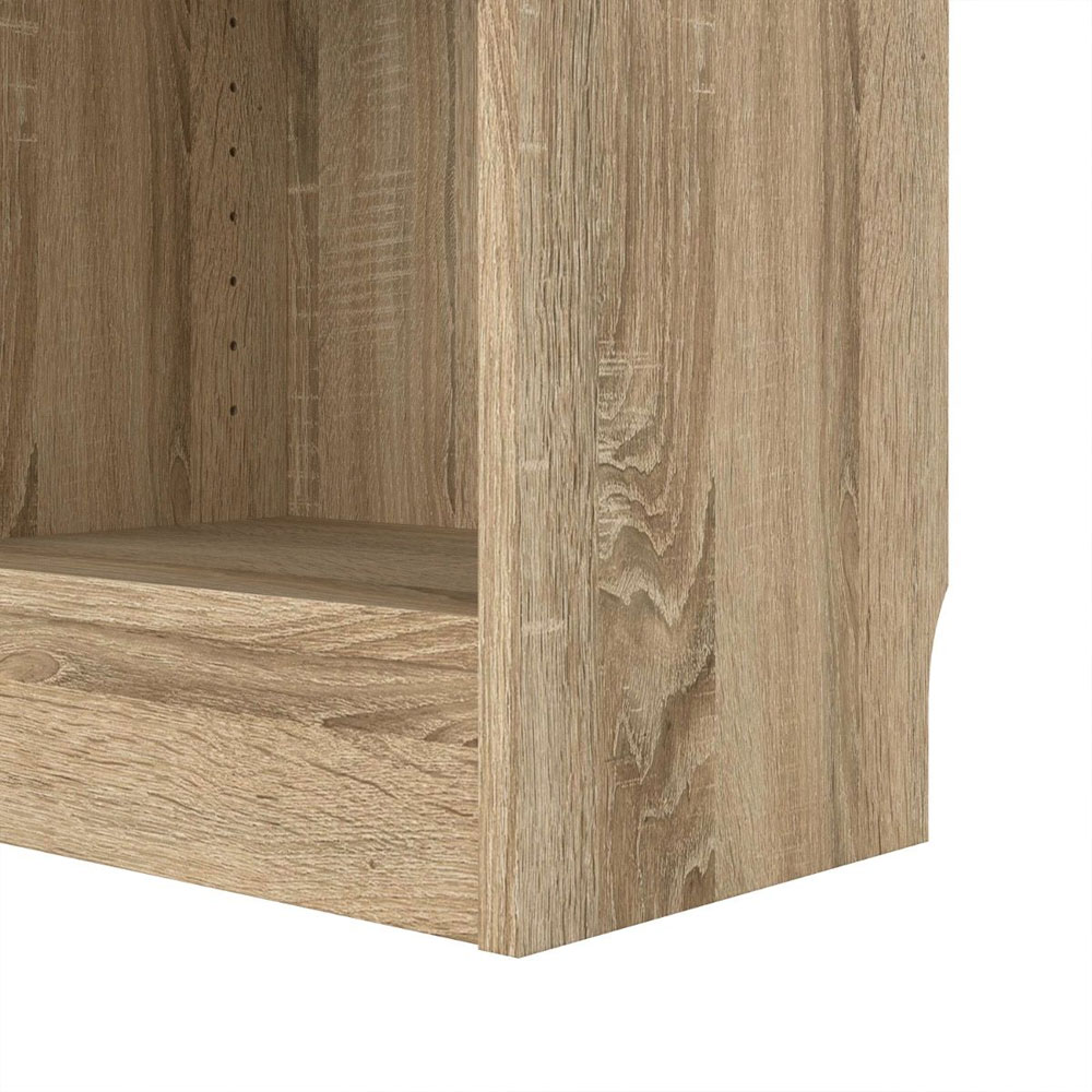 Baskon Tall Narrow Wooden Bookcase in Oak and White