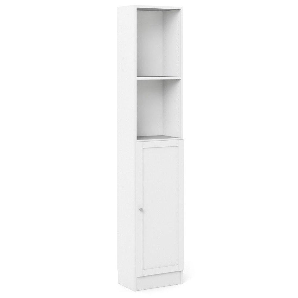 Baskon Tall Narrow Wooden Bookcase in White