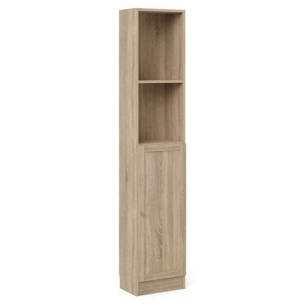 Baskon Tall Narrow Wooden Display Cabinet with 1 Door in Oak