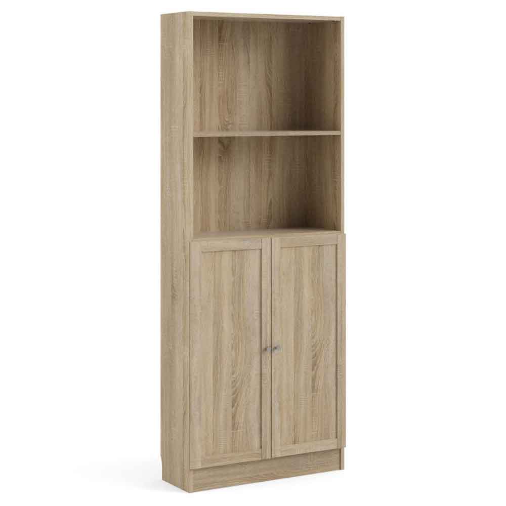 Baskon Tall Wooden Display Cabinet with 2 Doors in Oak