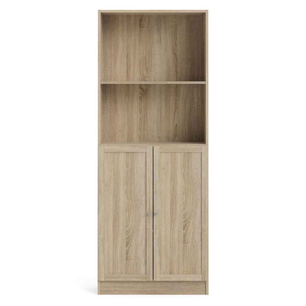 Baskon Tall Wooden Display Cabinet with 2 Doors in Oak