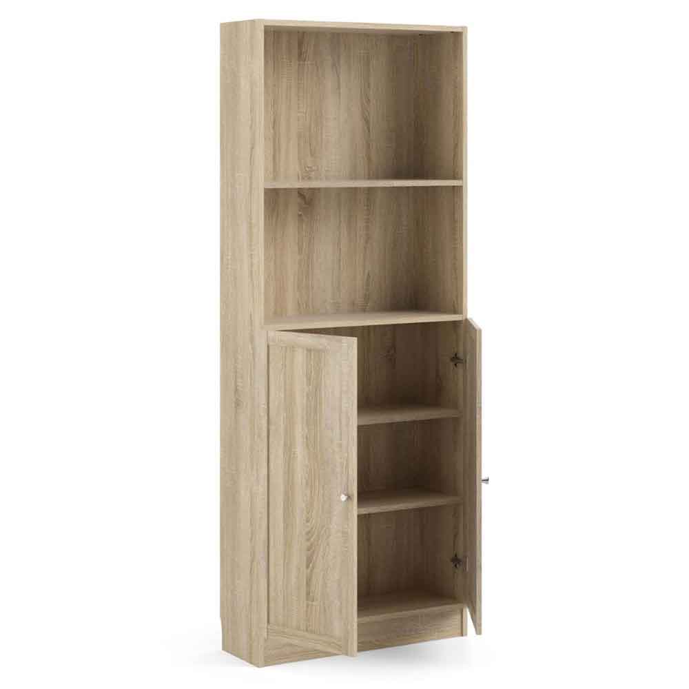 Baskon Tall Wooden Display Cabinet with 2 Doors in Oak