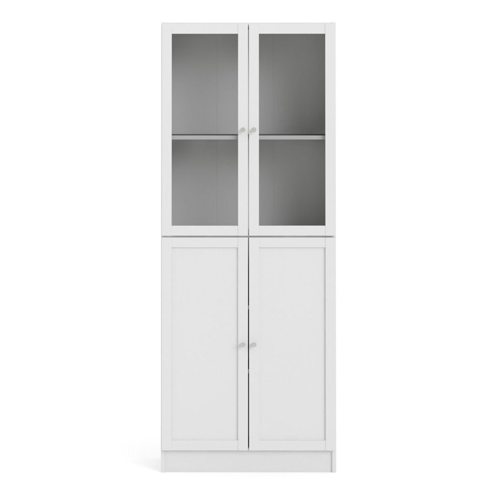 Baskon Tall Wooden Display Cabinet with 4 Doors in White