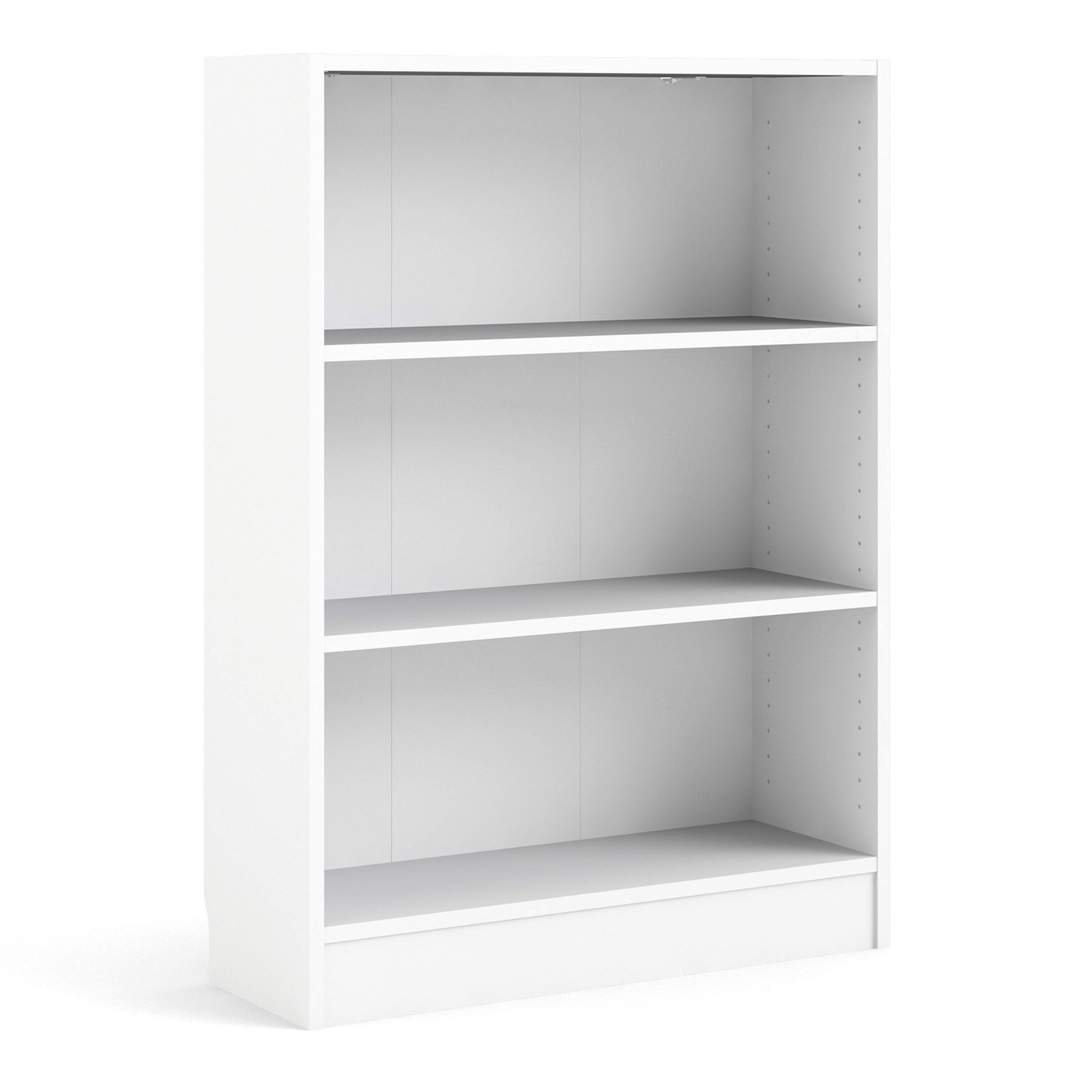Baskon Wide Wooden Bookcase With 3 Shelves In White