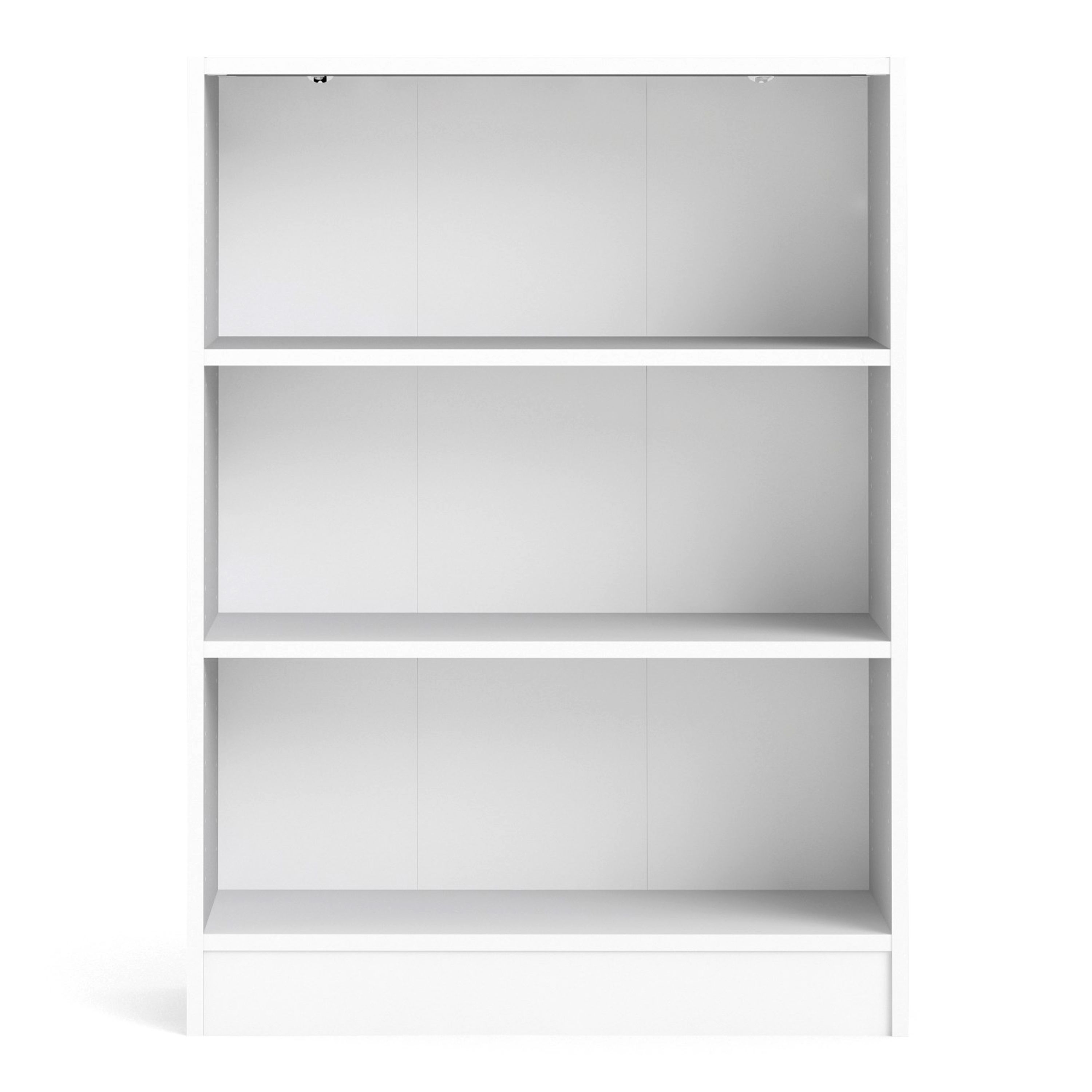 Baskon Wide Wooden Bookcase With 3 Shelves In White