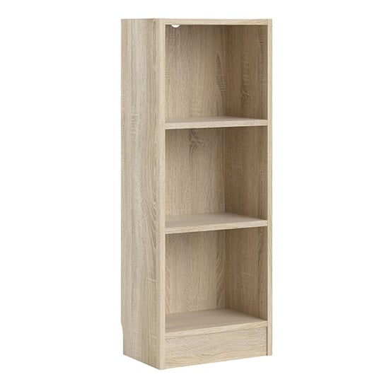 Read more about Baskon wooden low narrow 2 shelves bookcase in oak