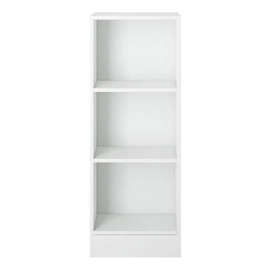 Baskon Wooden Narrow Bookcase With 3 Shelves In White