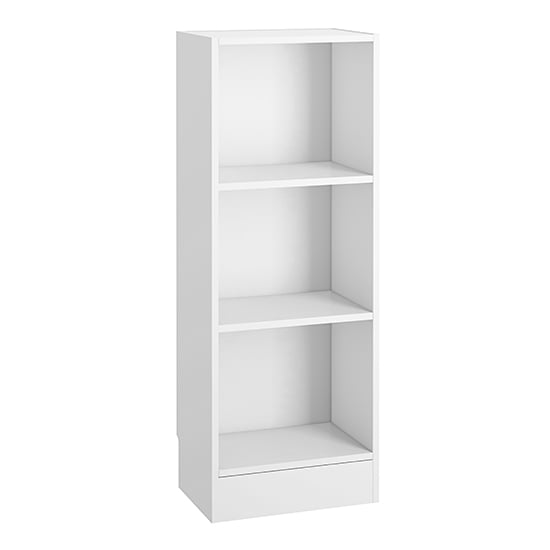 Photo of Baskon wooden low narrow 2 shelves bookcase in white