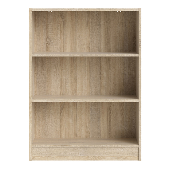 Baskon Wooden Wide Bookcase With 3 Shelves In Oak