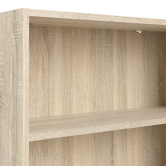 Baskon Wooden Wide Bookcase With 3 Shelves In Oak