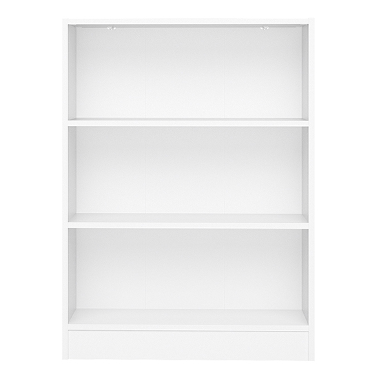 Baskon Wooden Wide Bookcase With 3 Shelves In White