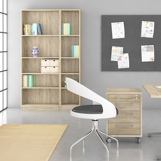 Baskon Wooden Tall Wide 4 Shelves Bookcase In Oak_2