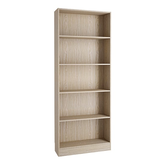 Read more about Baskon wooden tall wide 4 shelves bookcase in oak