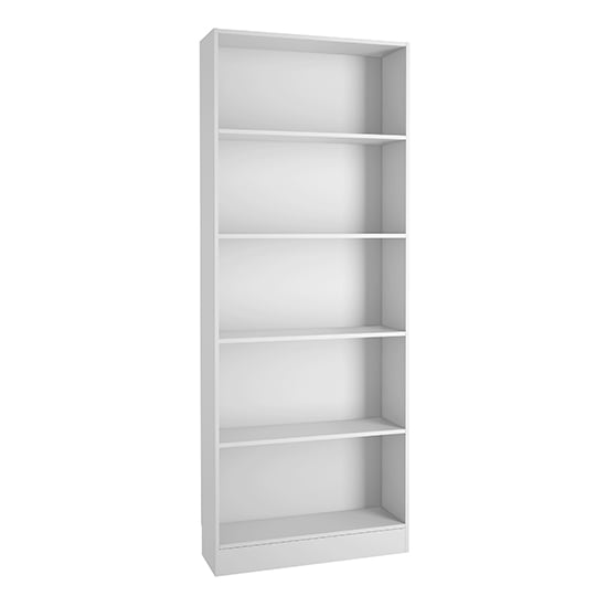 Photo of Baskon wooden tall wide 4 shelves bookcase in white