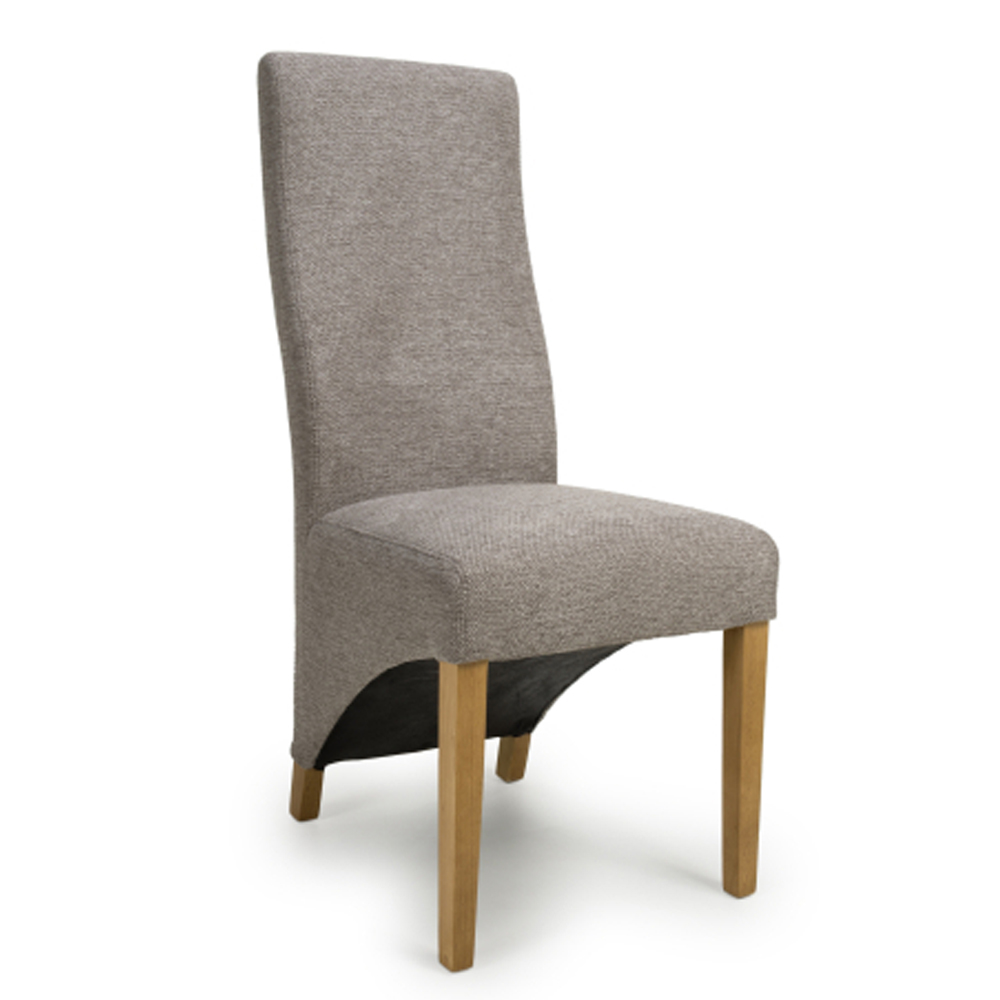 Basrah Mocha Weave Fabric Dining Chairs in Pair