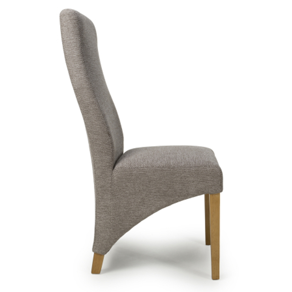 Basrah Mocha Weave Fabric Dining Chairs in Pair