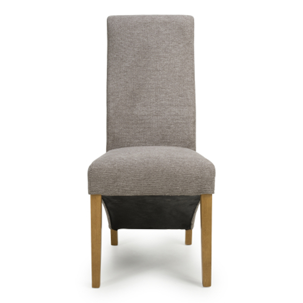Basrah Mocha Weave Fabric Dining Chairs in Pair