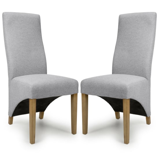 Product photograph of Basreh Light Grey Weave Fabric Dining Chairs In Pair from Furniture in Fashion