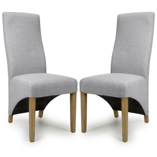 Product photograph of Basreh Light Grey Weave Fabric Dining Chairs In Pair from Furniture in Fashion