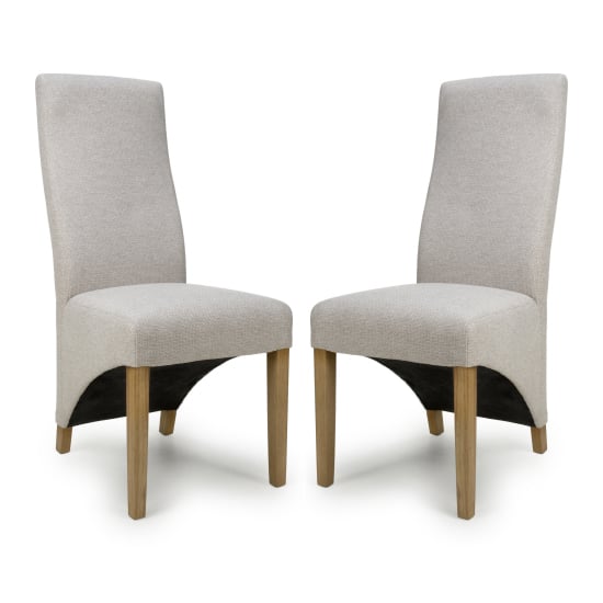 Basreh Natural Weave Fabric Dining Chairs In Pair