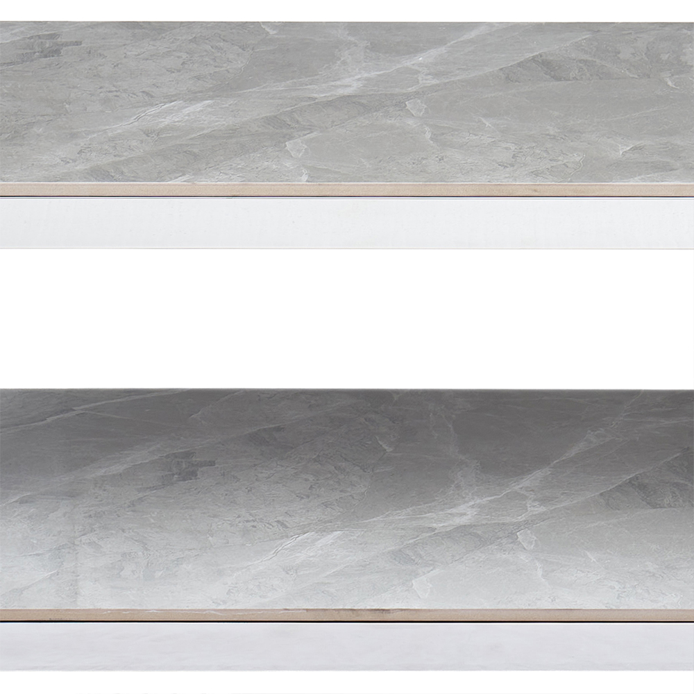 Bastia Grey Sintered Stone Top Coffee Table With Chrome Stainless Steel Frame