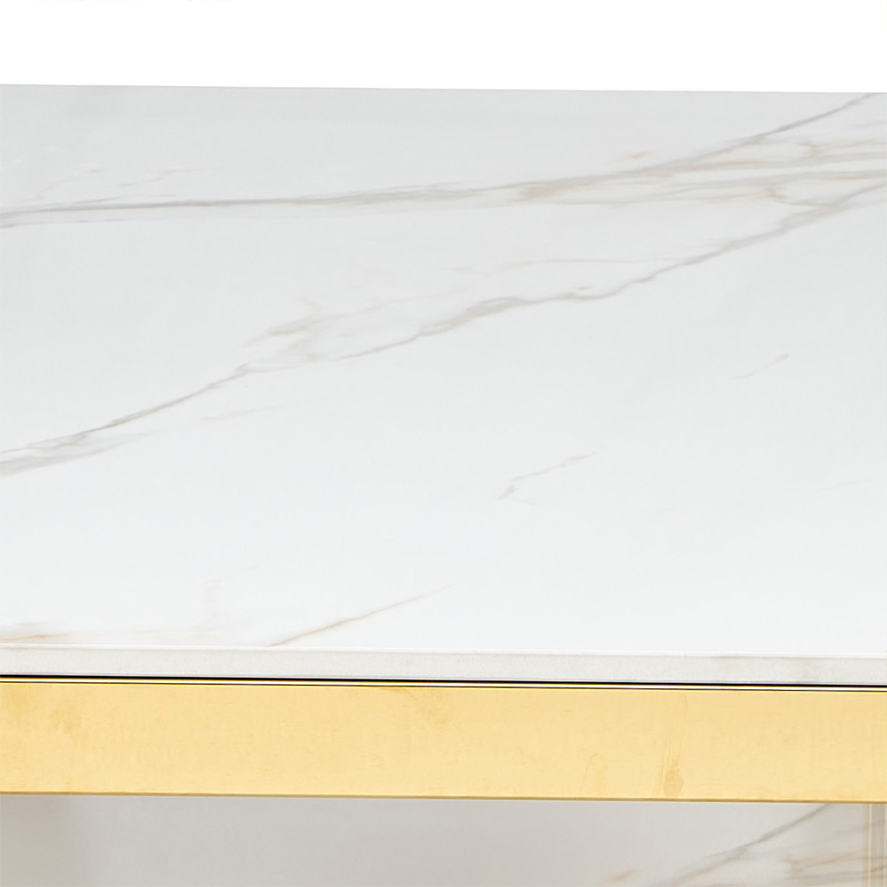 Bastia Grey Sintered Stone Top Coffee Table With Gold Stainless Steel Frame