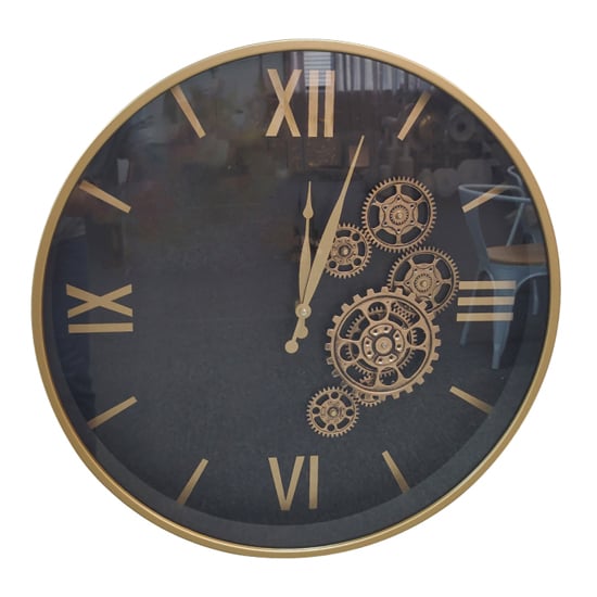 Product photograph of Bastia Metal Wall Clock With Black Gears from Furniture in Fashion